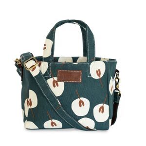 Maika Tansy Mini Tote Recycled Canvas Green Floral Vegan Leather Crossbody Bag